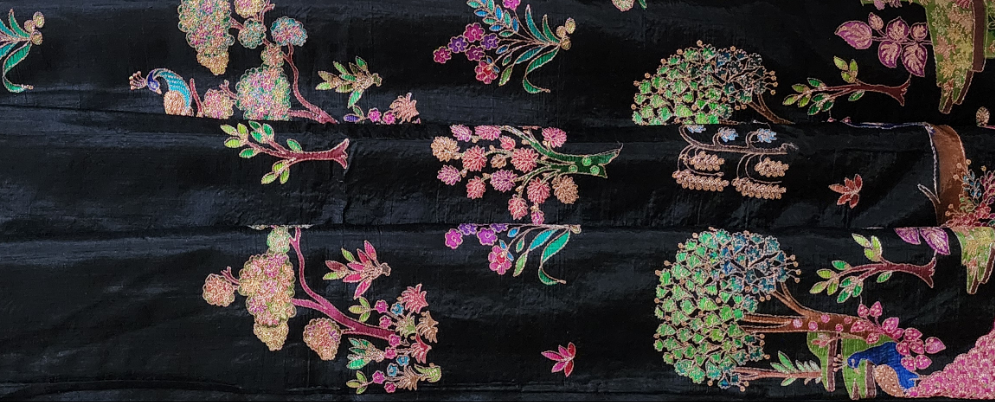 Sequin worked khaddi silk saree
