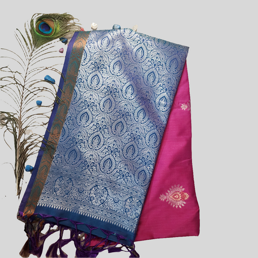 Blue & Pink Kanjiwaram