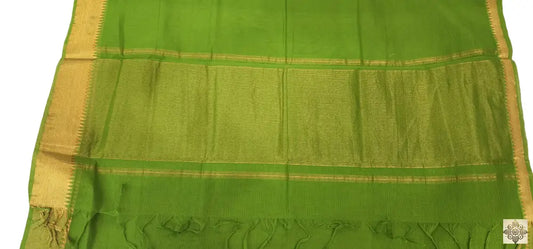Green Cotton with Temple Border Saree