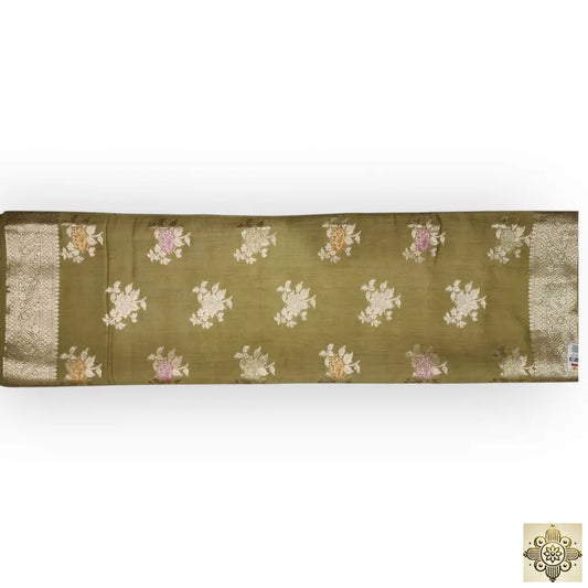 Green Munga silk-Floral Saree