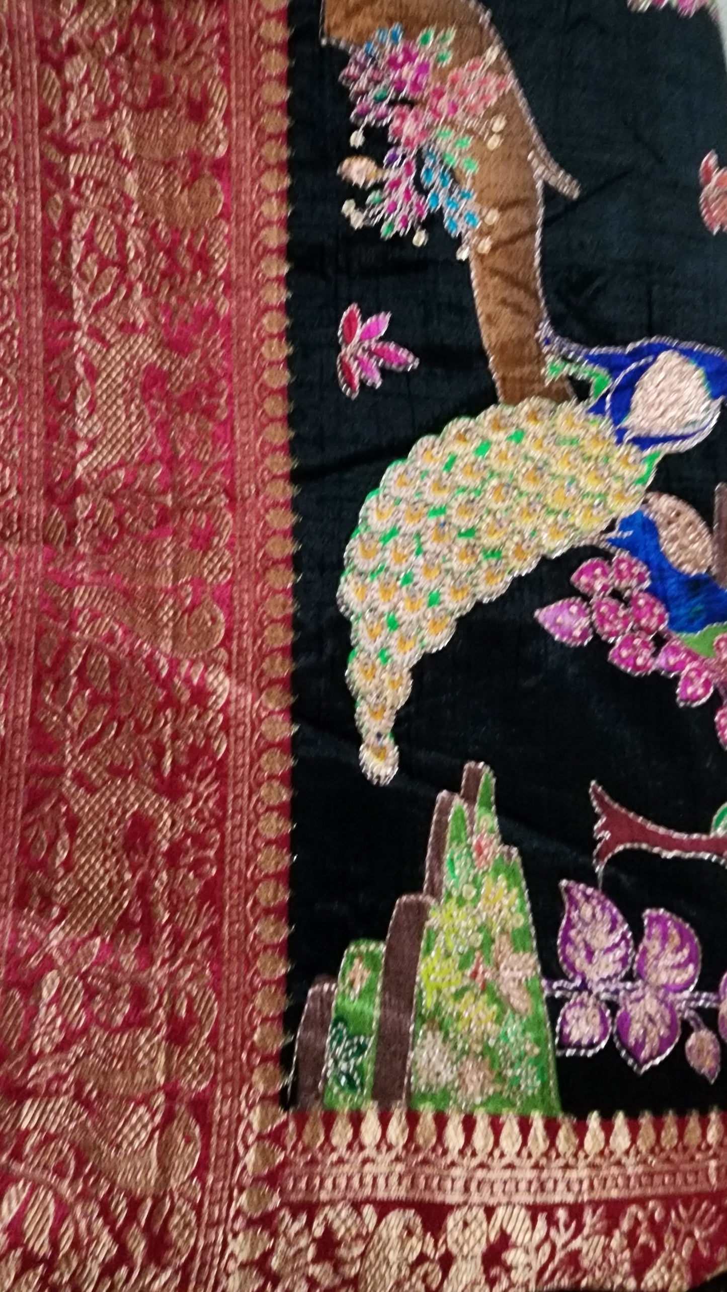 Sequin worked khaddi silk saree
