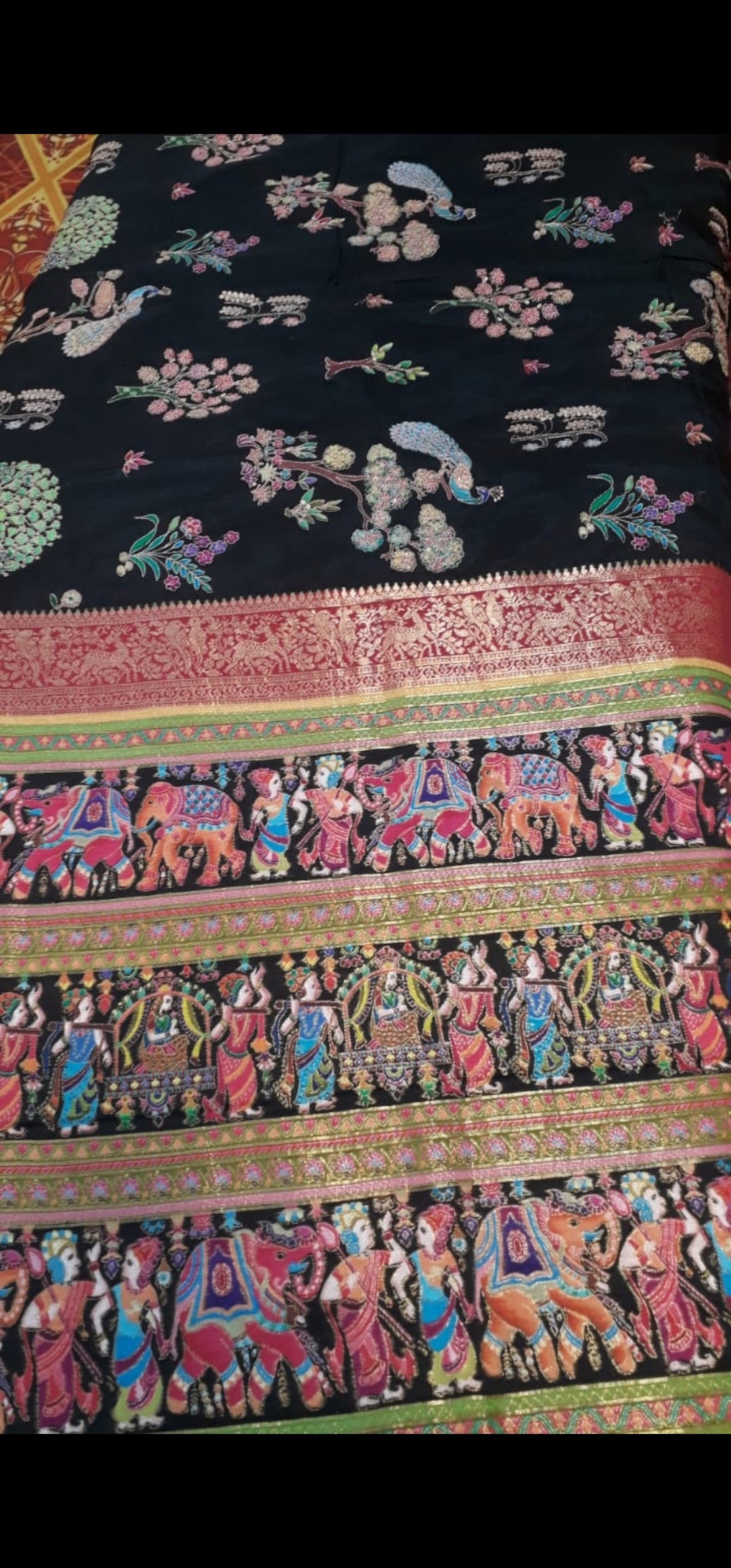 Sequin worked khaddi silk saree