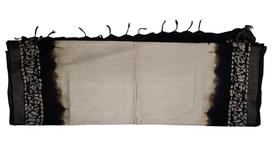 Linen black and white saree