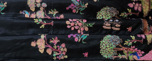 Sequin worked khaddi silk saree