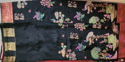 Sequin worked khaddi silk saree