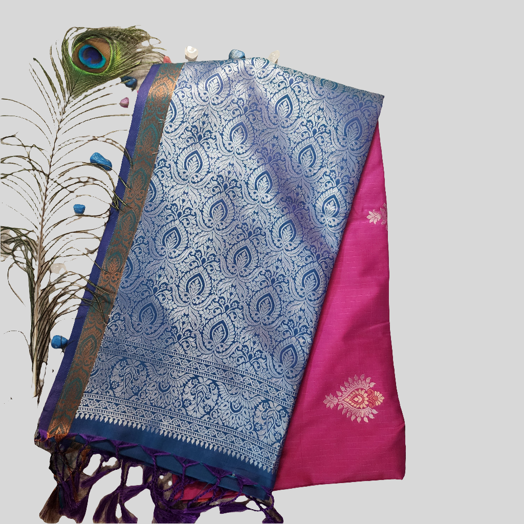 Blue & Pink Kanjiwaram