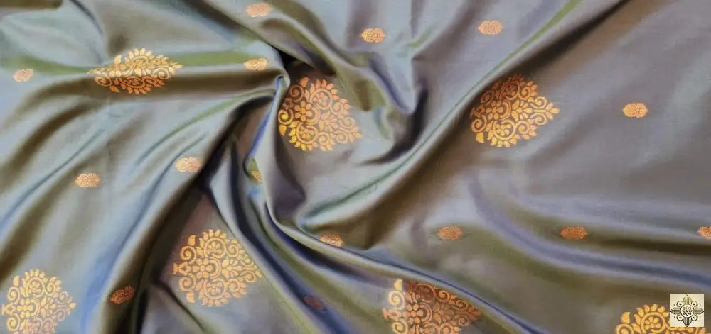 Blue Kanchipuram Silk With Temple Border Saree