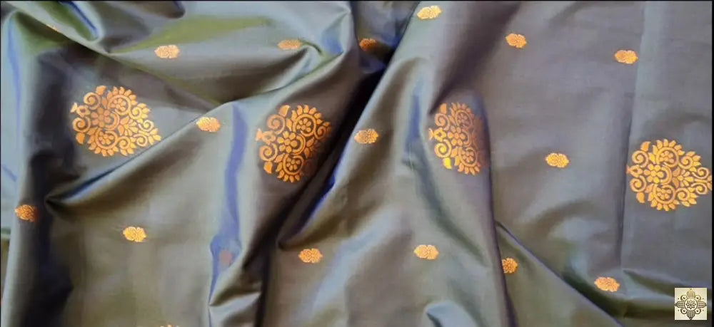 Blue Kanchipuram Silk With Temple Border Saree