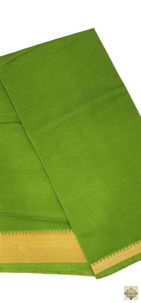 Green Cotton with Temple Border Saree
