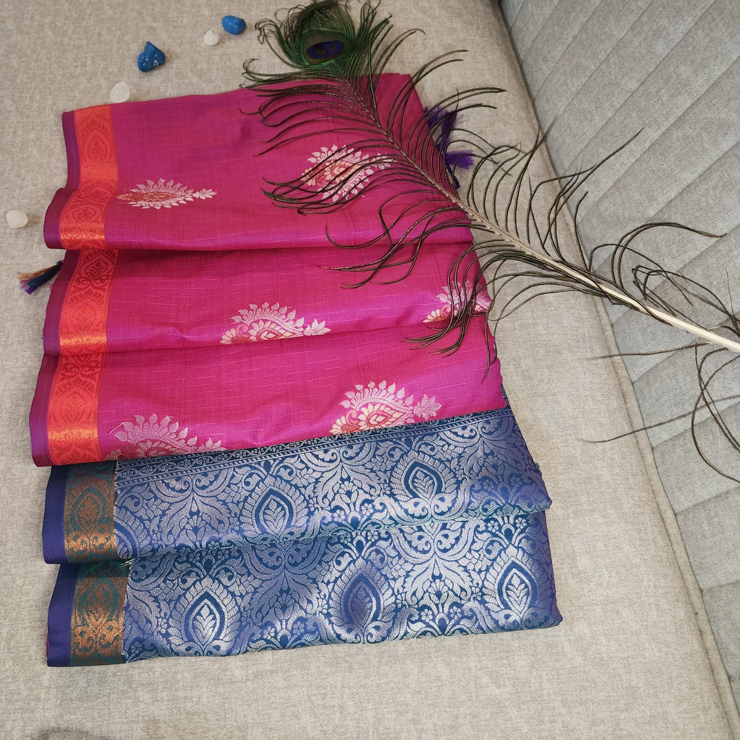 Blue & Pink Kanjiwaram