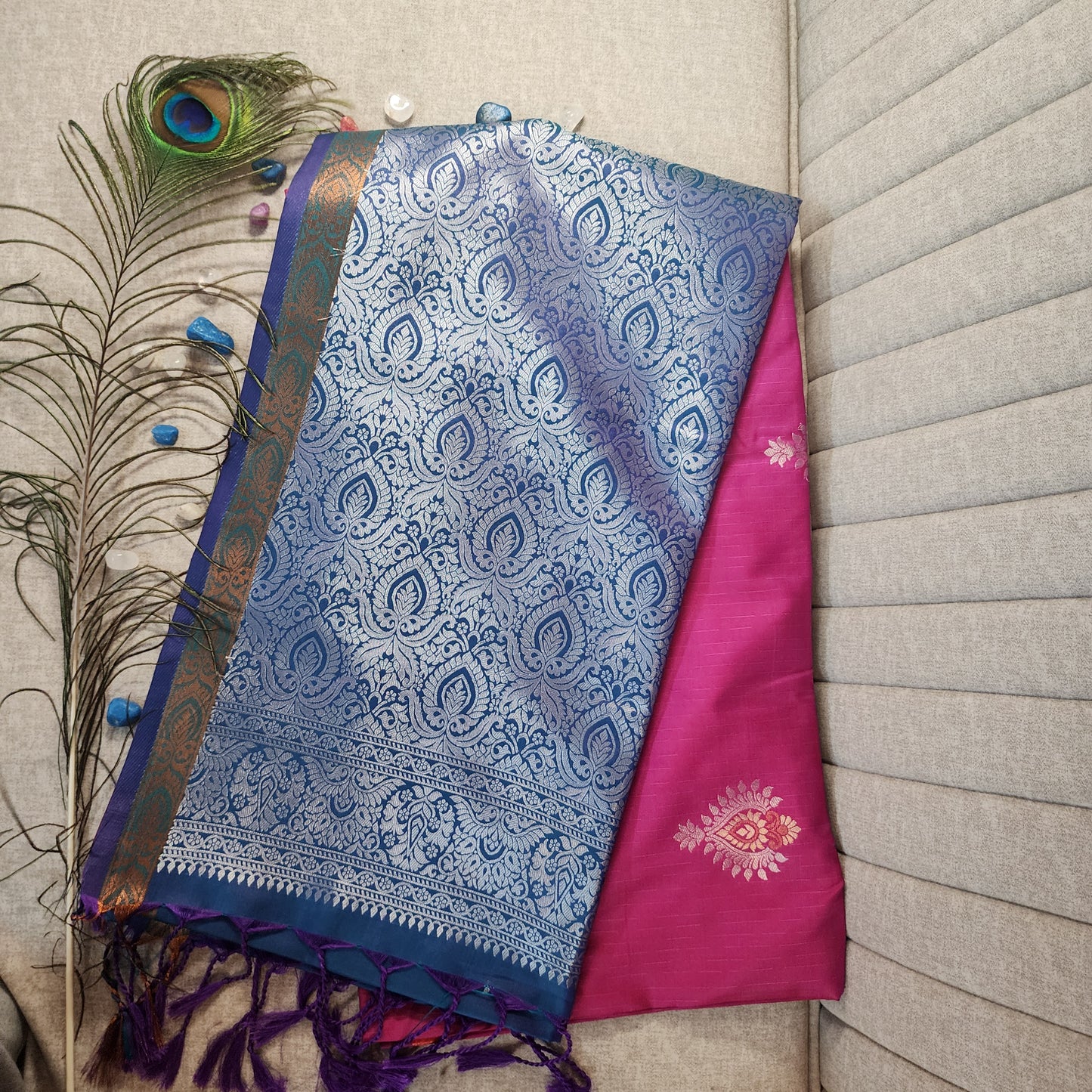 Blue & Pink Kanjiwaram