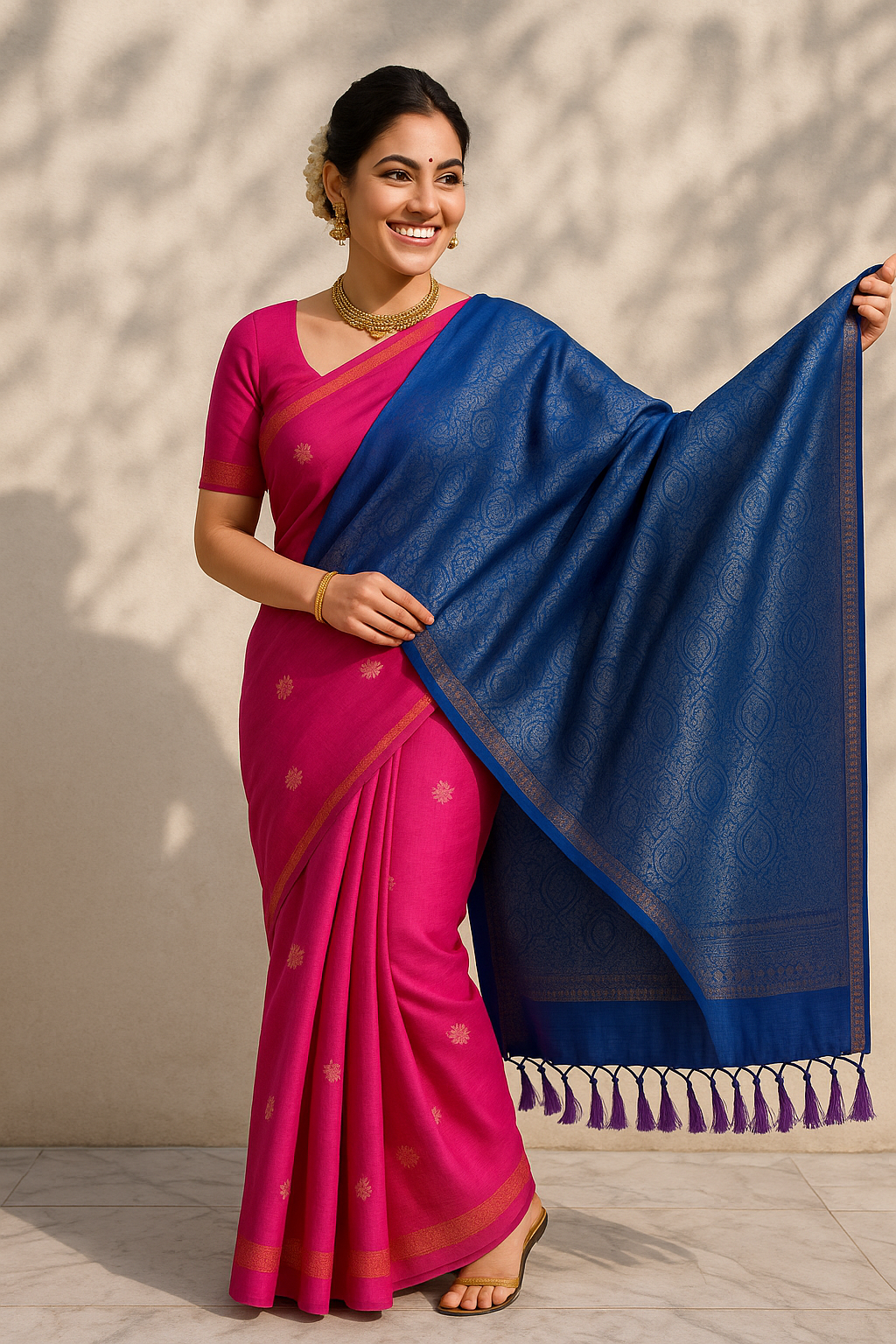 Blue & Pink Kanjiwaram